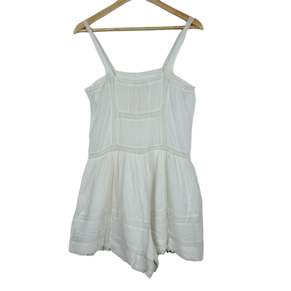 Maje Womens Romper EUR 38 Spaghetti Strap White Sleeveless Lace Trim One Piece - Picture 1 of 12